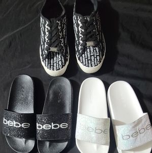 Size 8 women's bebe shoes and 2 pair of sandals